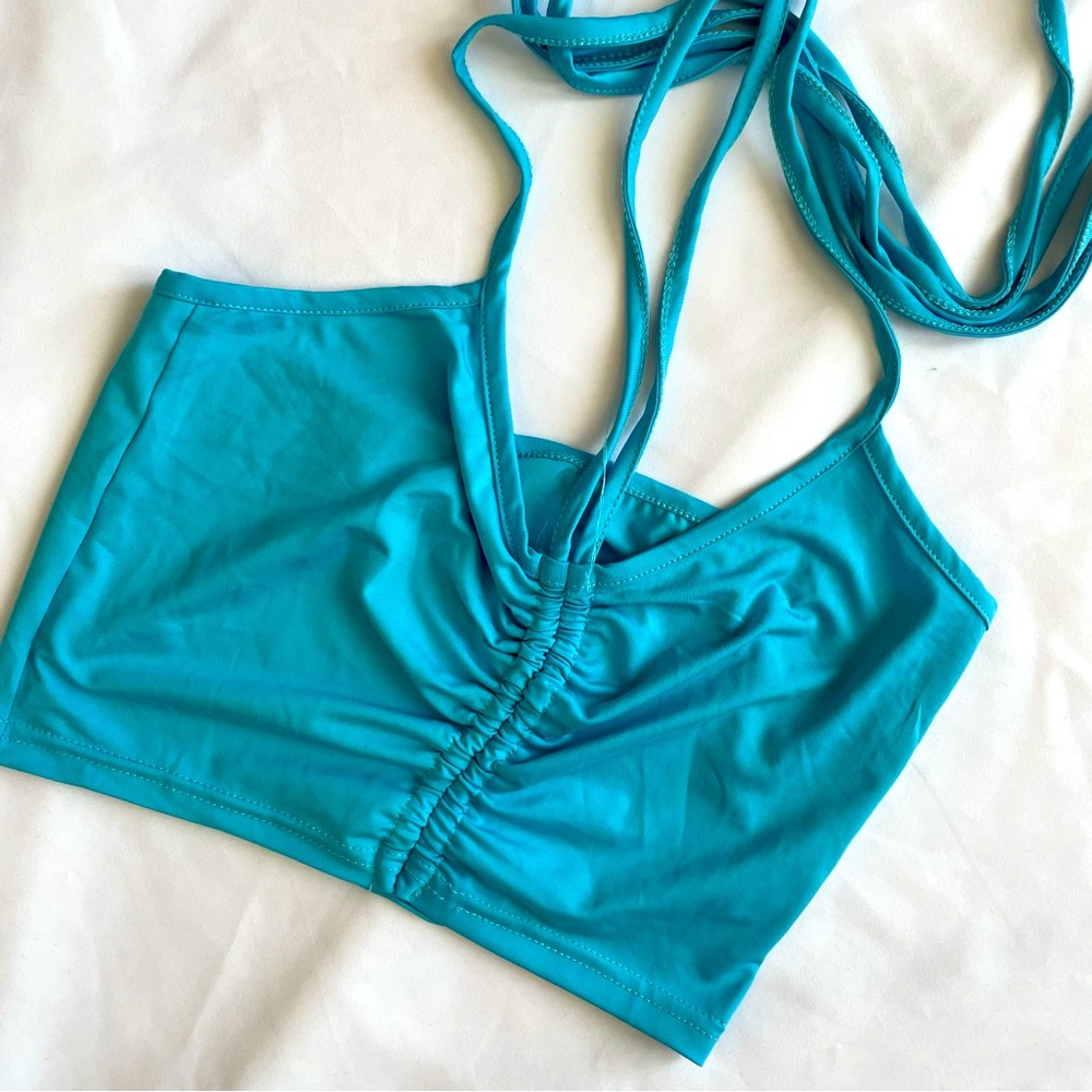 Teal Tie Crop Top